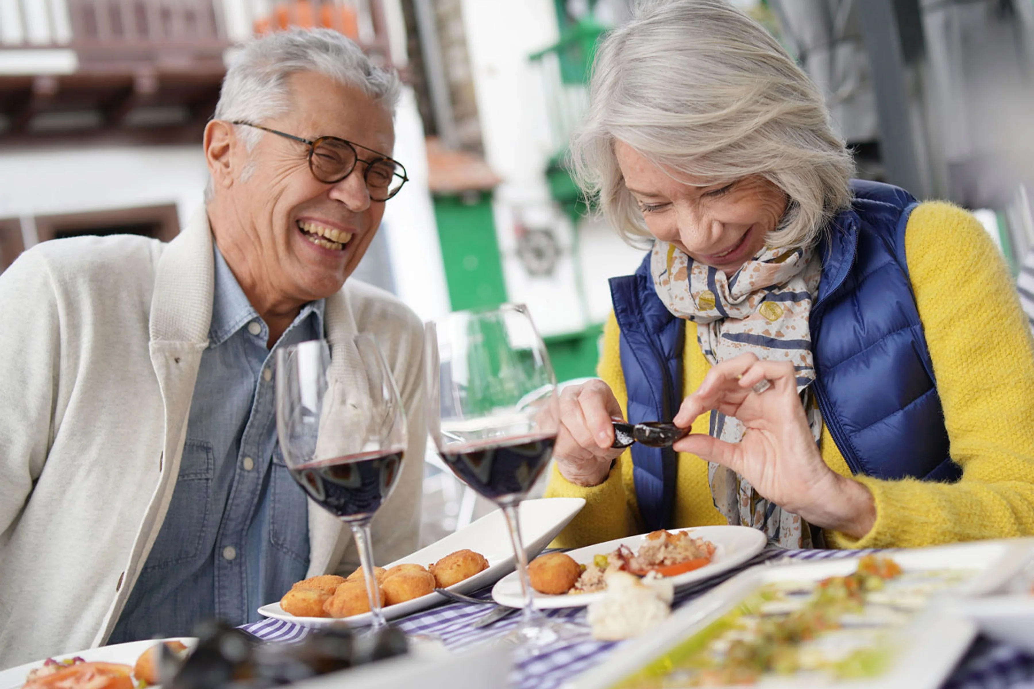 Couple dining out