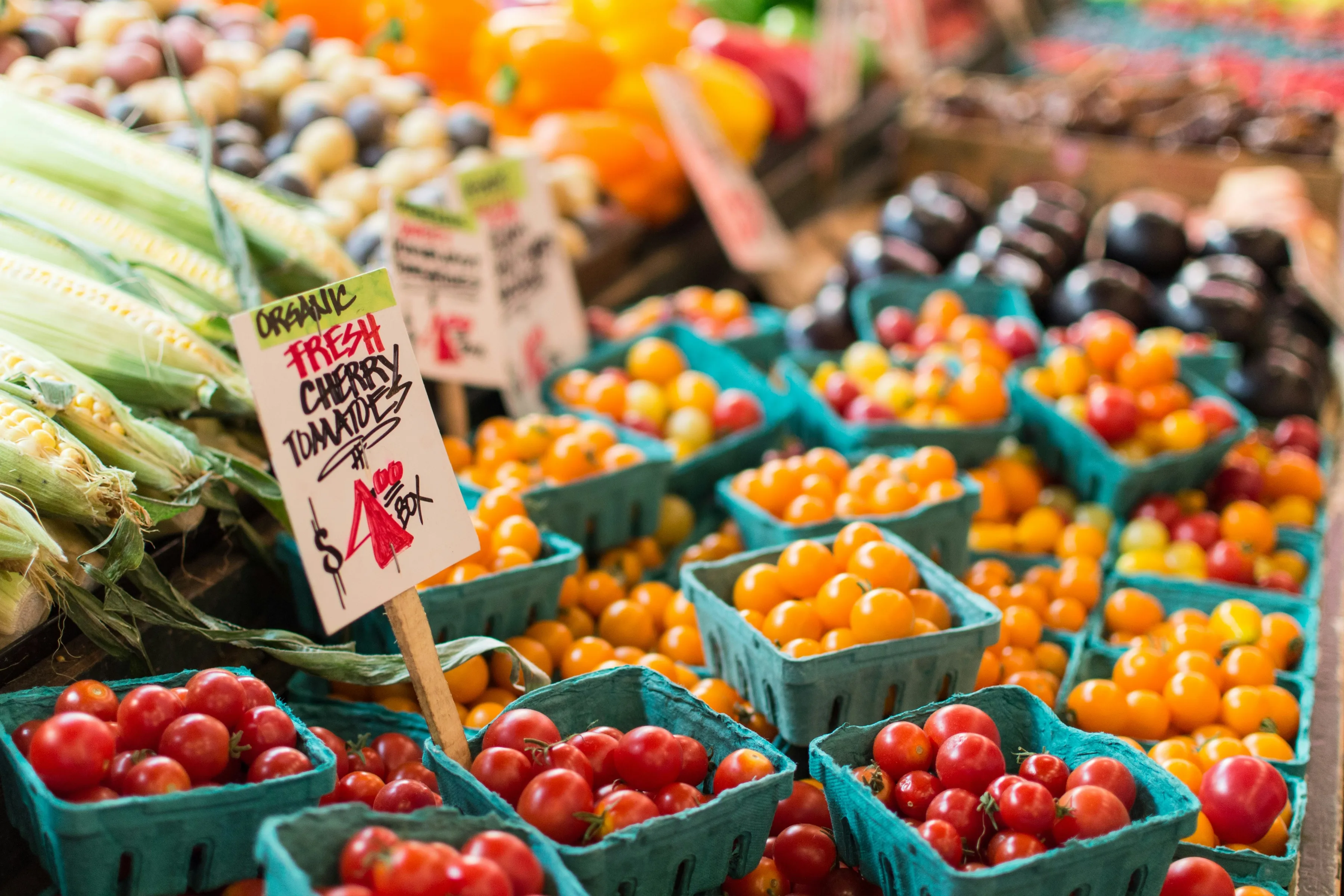 Dorset weekly markets 5 Fresh colourful fruit on a market stall