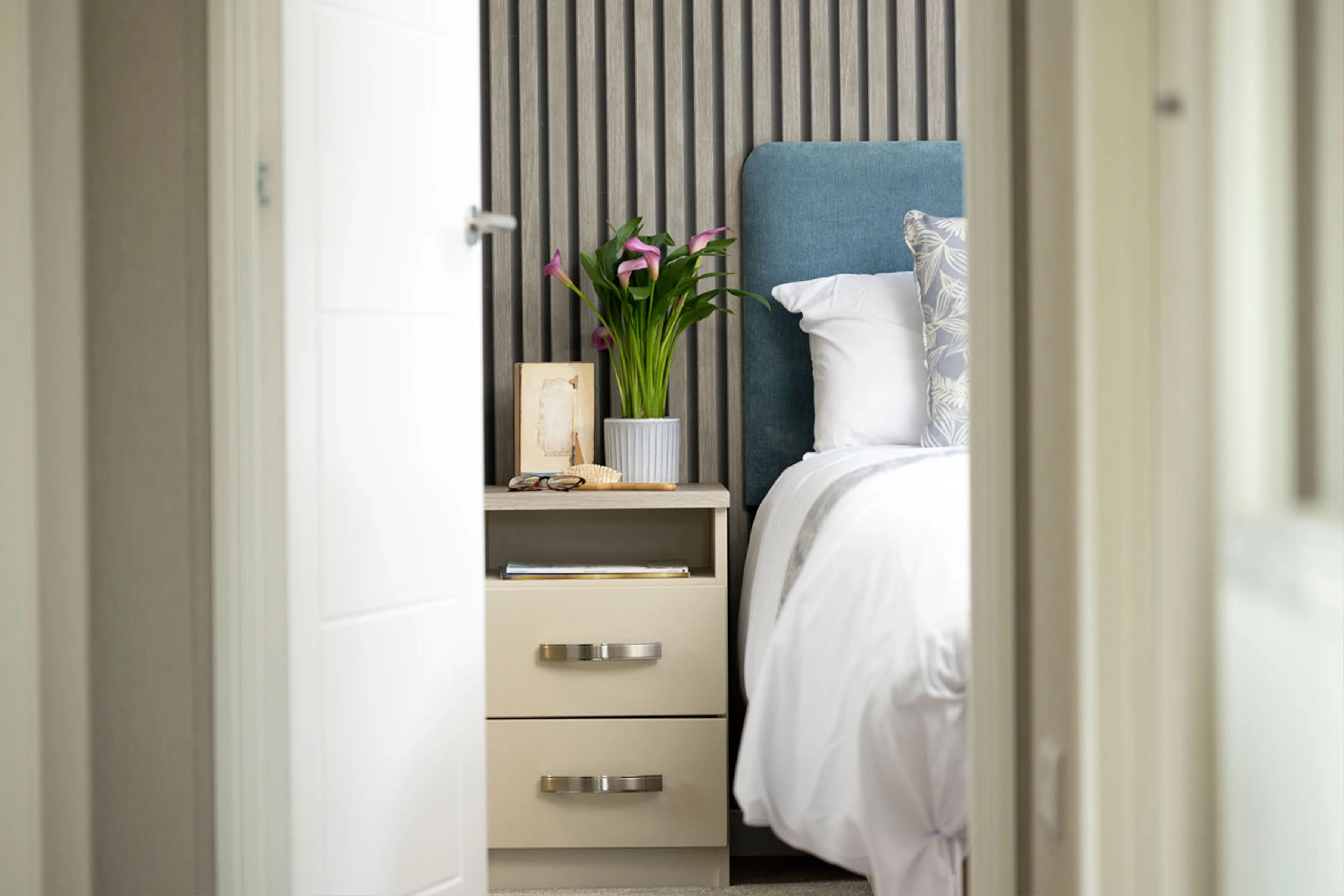 Flowers Flowers on a bedside table