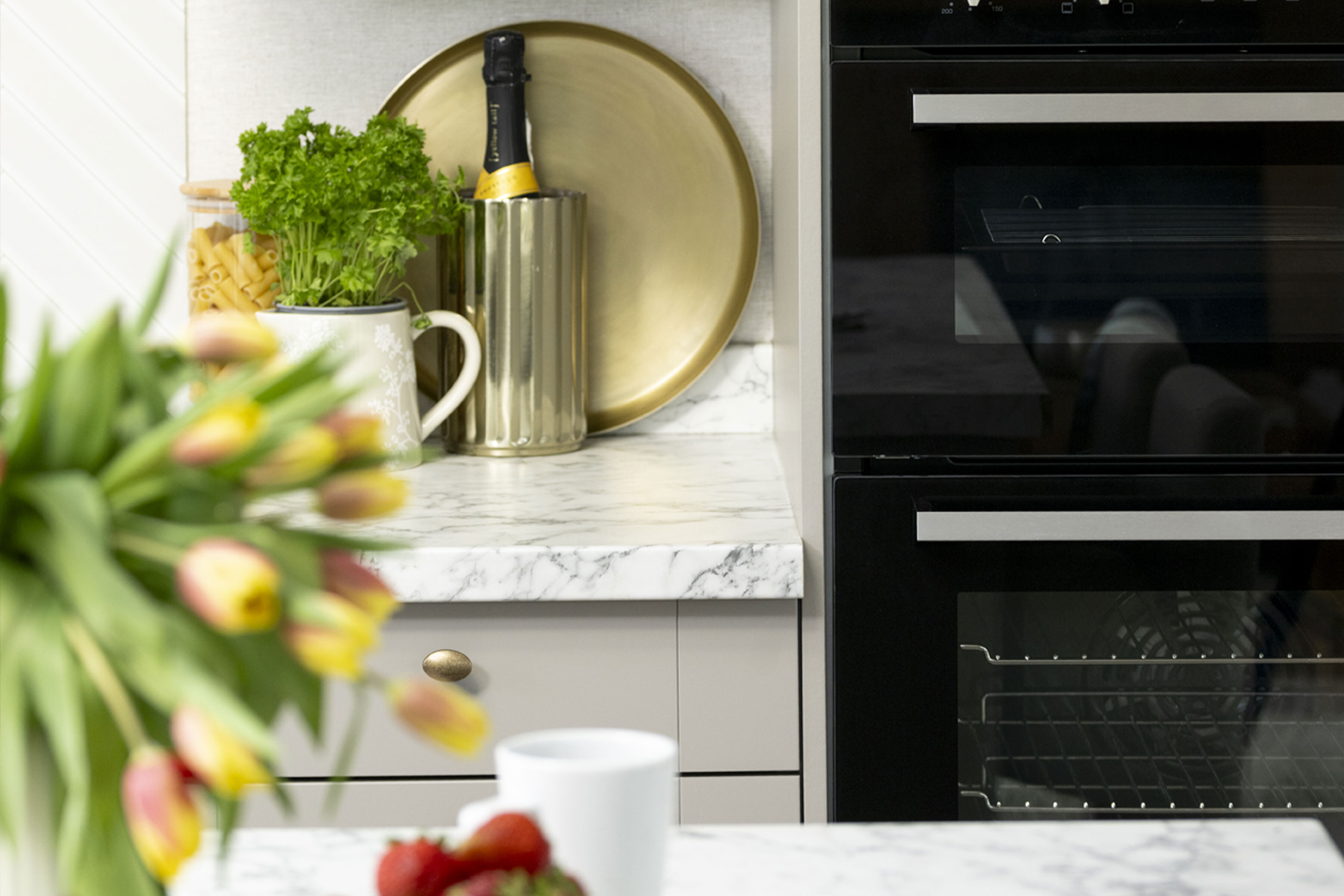 Flowers on kitchen island CTA